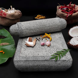 Kerala Traditional Large Size Ammikallu Silbatta 16 x 9 - Grinding Stone Masher