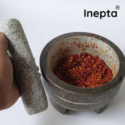 Inepta Arabic Polished Kerala Stone Mortar & Pestle – 8 Inch, 1.25L, 6kg