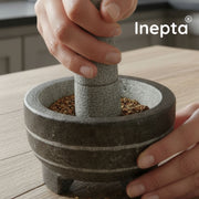 Inepta Arabic Polished Kerala Stone Mortar & Pestle – 8 Inch, 1.25L, 6kg