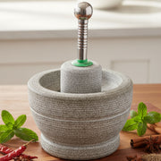 Kerala Traditional Attukal Stone Masher with Steel Handle - 1.25 Liter